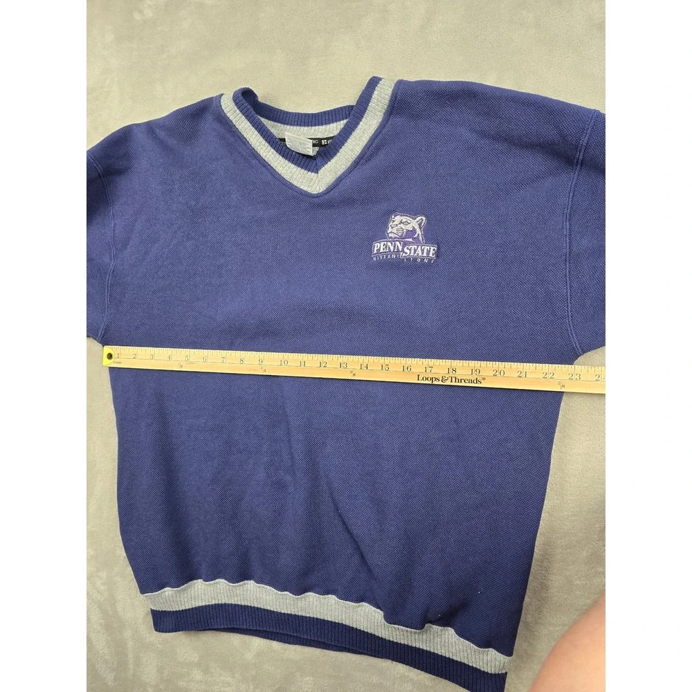 Vintage Penn State V-Neck Pique Sweater Men XL Fit L Blue Nittany Lions USA Made
